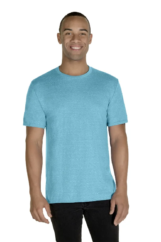 Jerzees Mens Vintage Snow Short Sleeve Crewneck T-Shirt - Heather Caribbean Blue