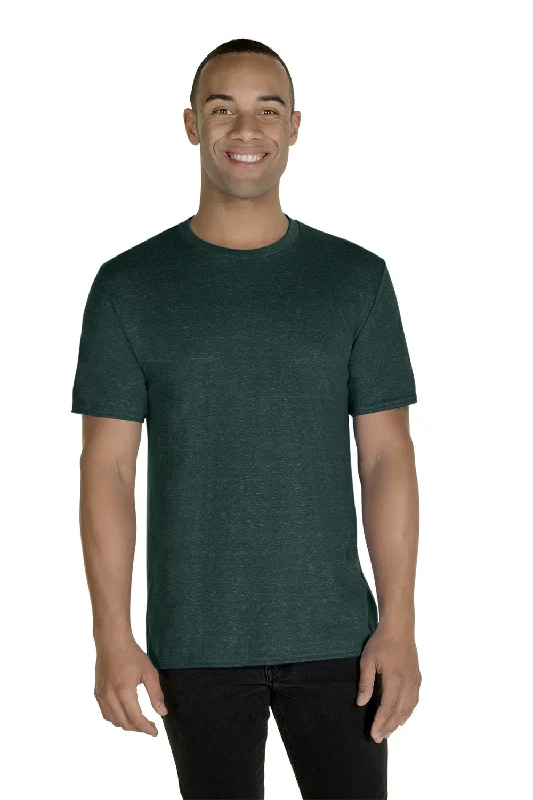 Jerzees Mens Vintage Snow Short Sleeve Crewneck T-Shirt - Heather Forest Green - Closeout