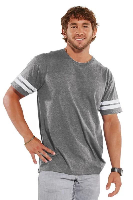 LAT Mens Fine Jersey Short Sleeve Crewneck T-Shirt - Vintage Heather Grey/White