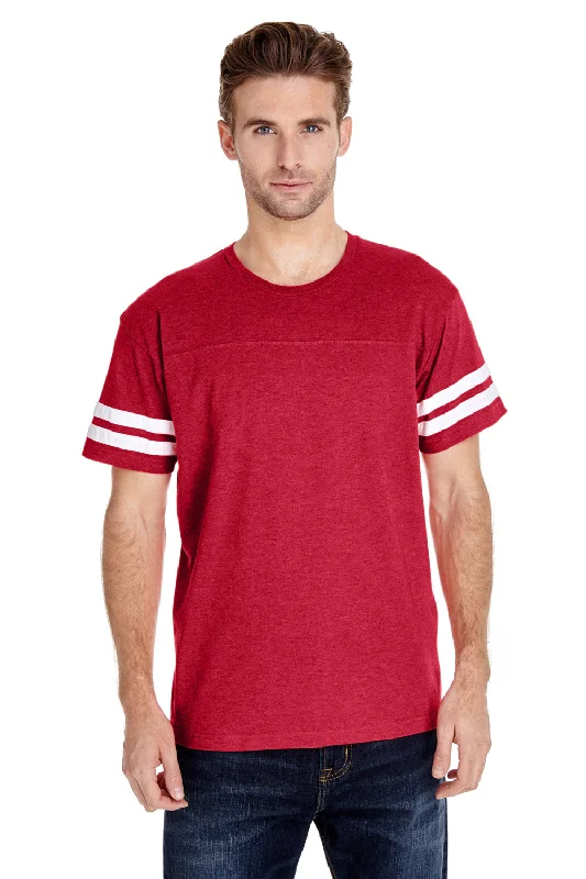 LAT Mens Fine Jersey Short Sleeve Crewneck T-Shirt - Vintage Red/White