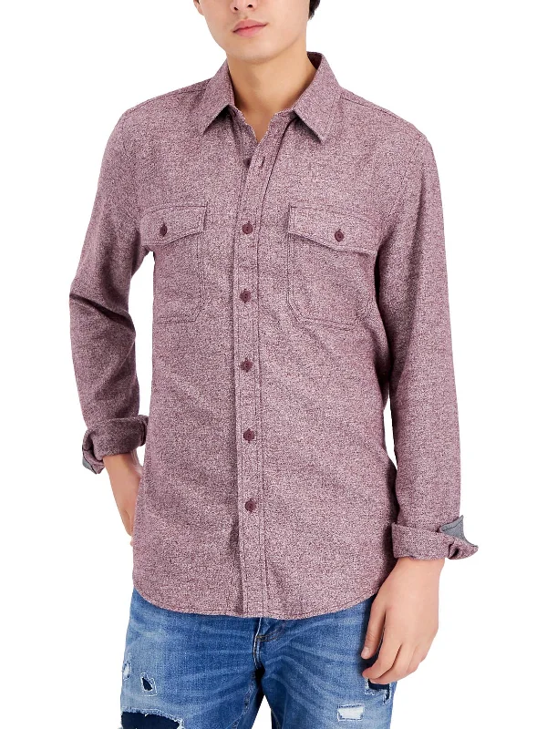 Mens Cotton Collared Button-Down Shirt