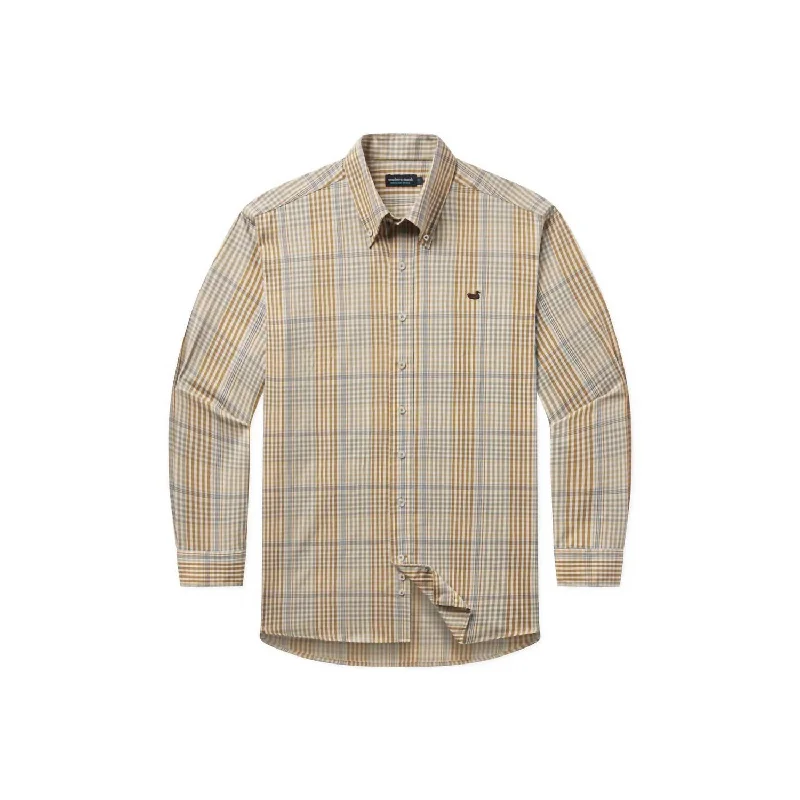 Men's Edgefield Windowpane Shirt In Field Khaki/dark Olive