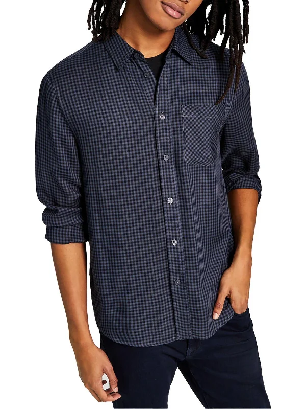 Mens Long Sleeve Collared Button-Down Shirt