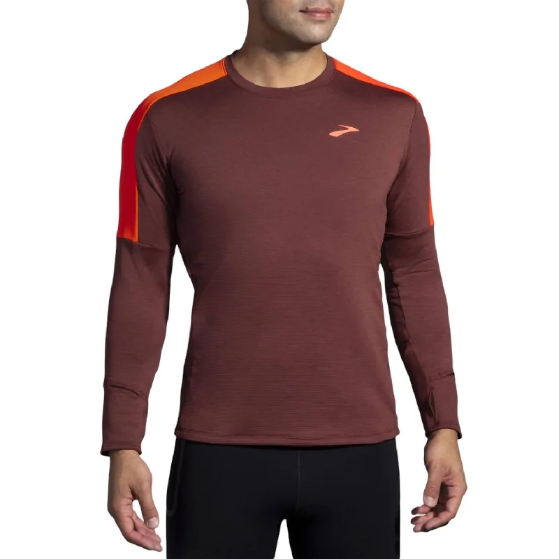 Men's Notch Thermal Long Sleeve 2.0 Shirt In Run Raisin/vivid Flame