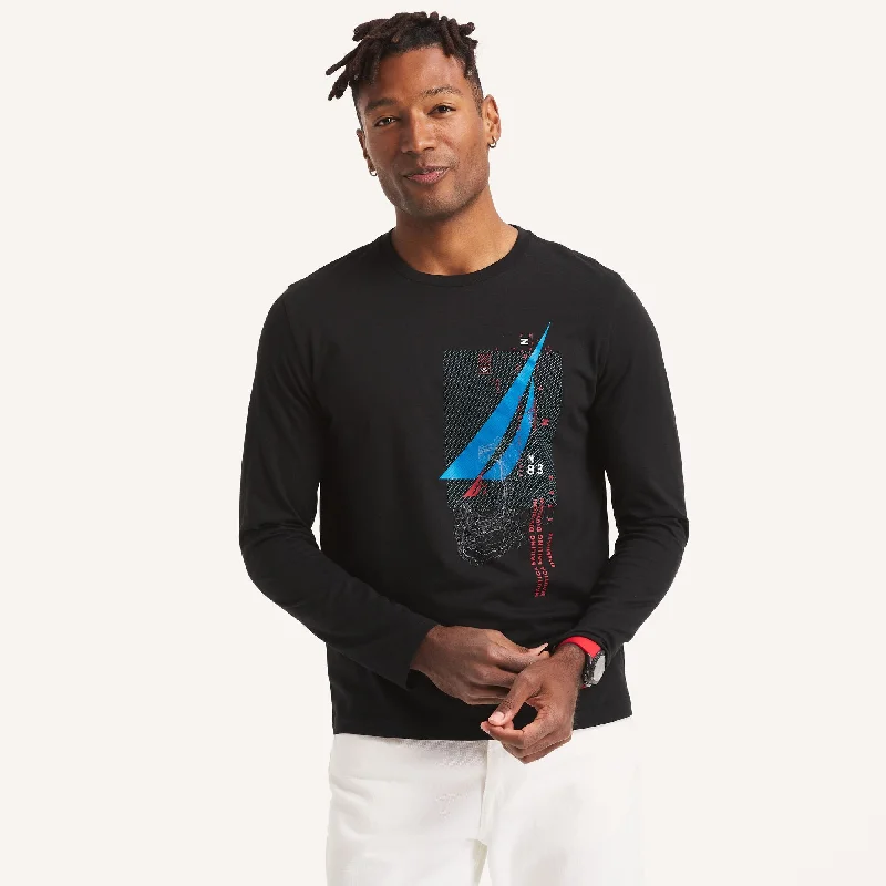 Nautica Mens Graphic Long-Sleeve T-Shirt