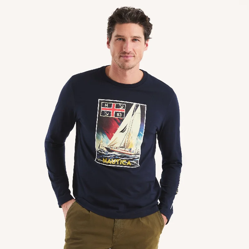 Nautica Mens Graphic Long-Sleeve T-Shirt