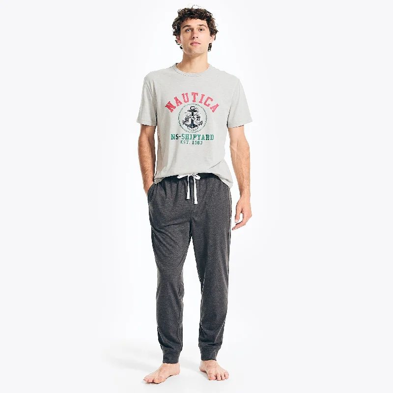 Nautica Mens Logo Graphic T-Shirt Pajama Pant Set