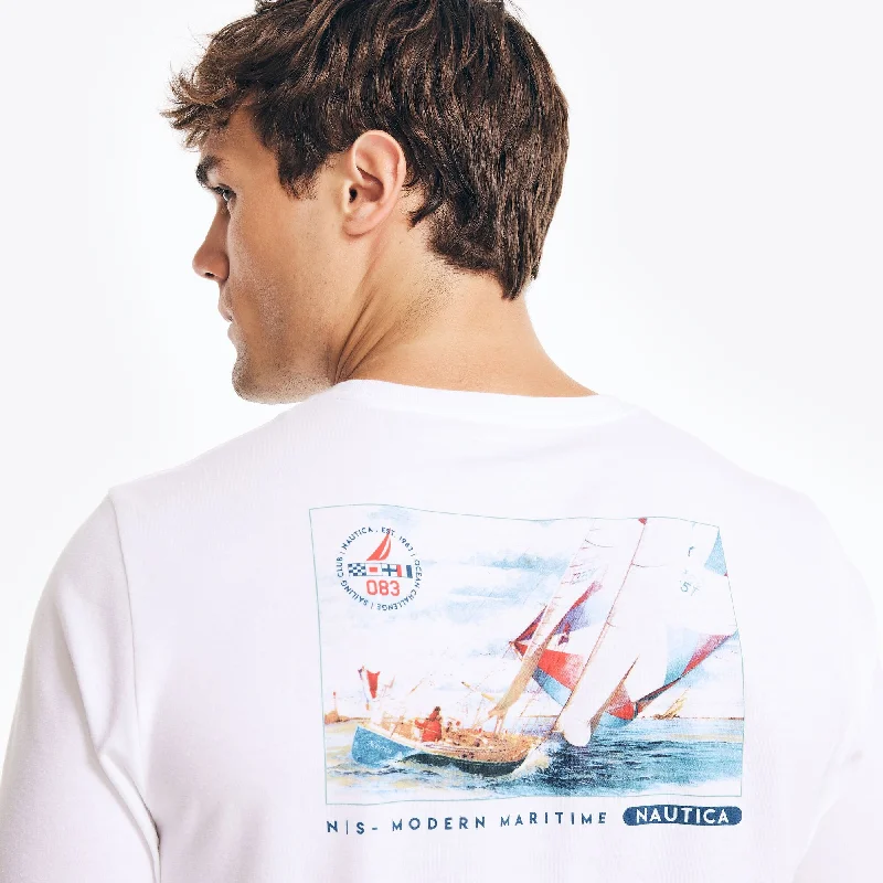 Nautica Mens Long-Sleeve Graphic T-Shirt