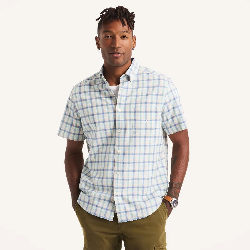 Nautica Mens Plaid Short-Sleeve Shirt