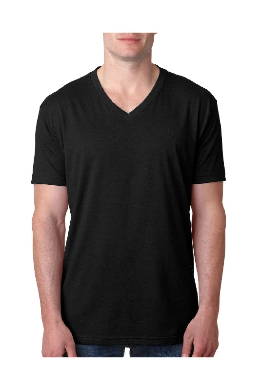 Next Level Mens CVC Jersey Short Sleeve V-Neck T-Shirt - Black