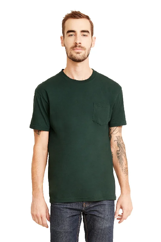 Next Level Mens Fine Jersey Short Sleeve Crewneck T-Shirt w/ Pocket - Forest Green - Closeout