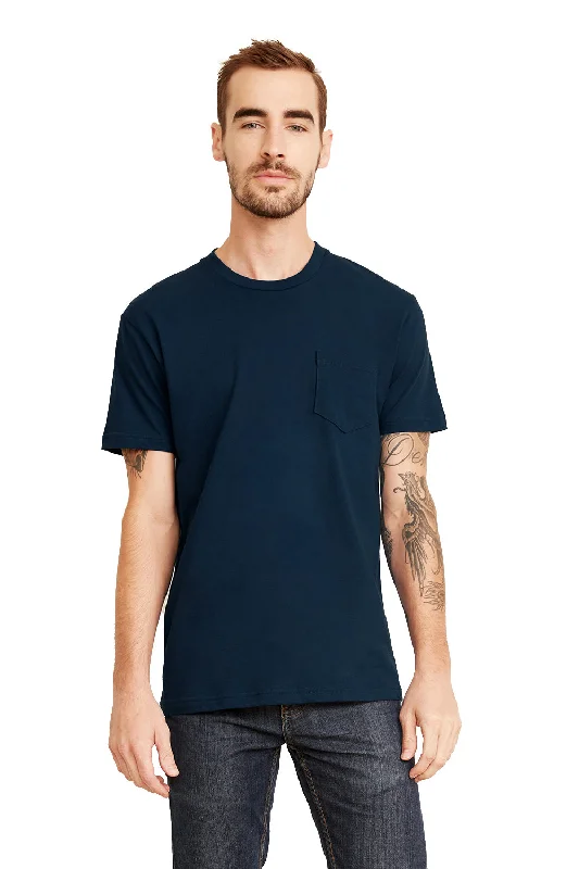 Next Level Mens Fine Jersey Short Sleeve Crewneck T-Shirt w/ Pocket - Midnight Navy Blue