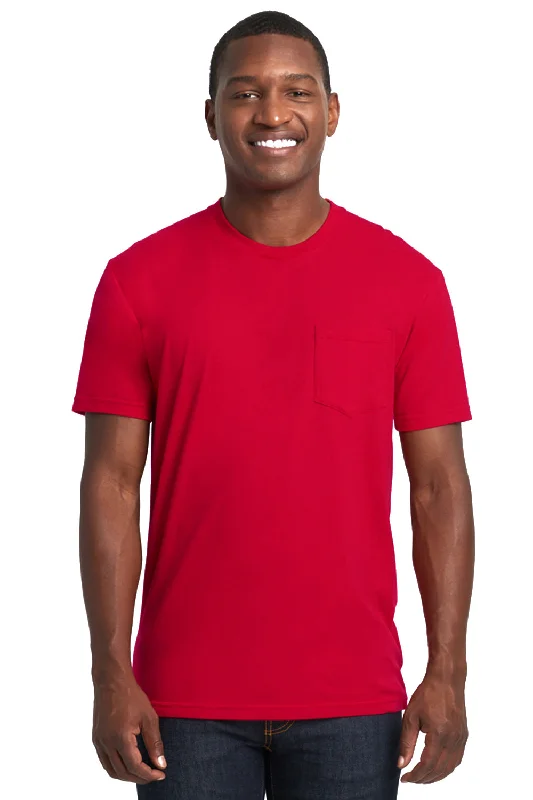 Next Level Mens Fine Jersey Short Sleeve Crewneck T-Shirt w/ Pocket - Red - Closeout