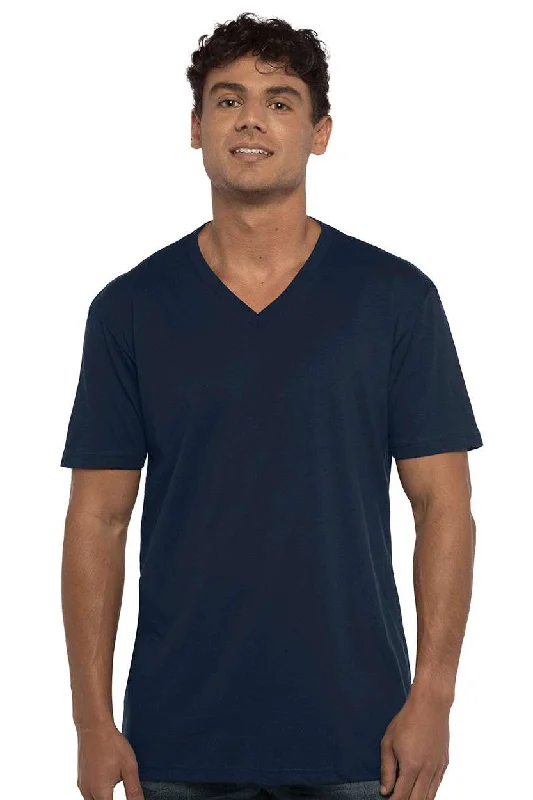 Next Level Mens Fine Jersey Short Sleeve V-Neck T-Shirt - Midnight Navy Blue