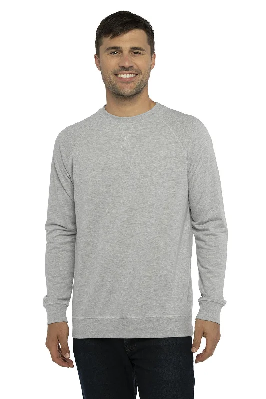 Next Level Mens French Terry Long Sleeve Crewneck T-Shirt - Heather Grey