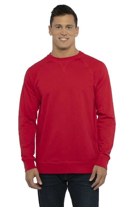 Next Level Mens French Terry Long Sleeve Crewneck T-Shirt - Red - Closeout