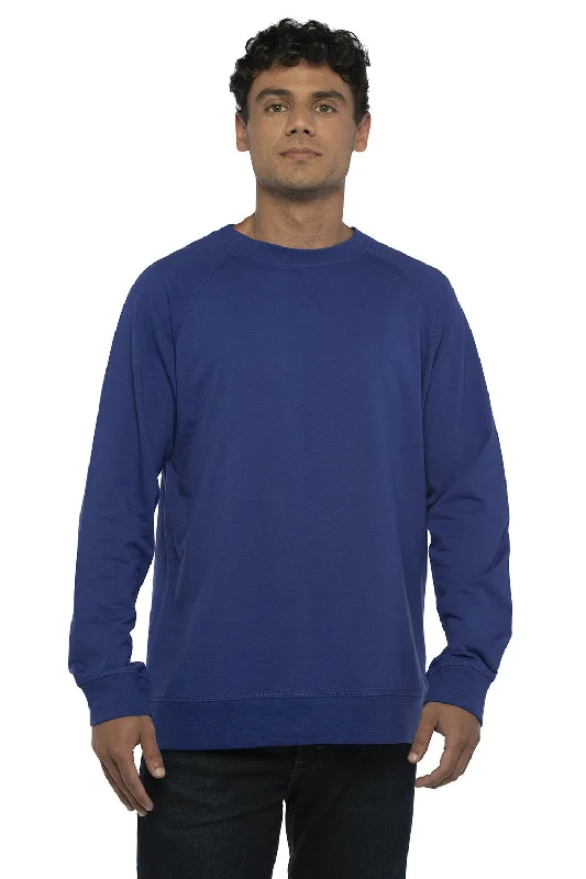 Next Level Mens French Terry Long Sleeve Crewneck T-Shirt - Royal Blue - Closeout