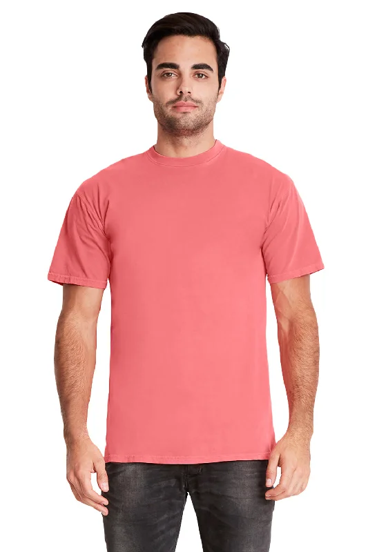 Next Level Mens Inspired Dye Jersey Short Sleeve Crewneck T-Shirt - Guava - Closeout