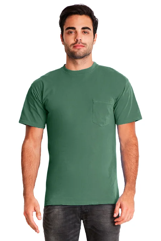 Next Level Mens Inspired Dye Jersey Short Sleeve Crewneck T-Shirt w/ Pocket - Clover Green - Closeout