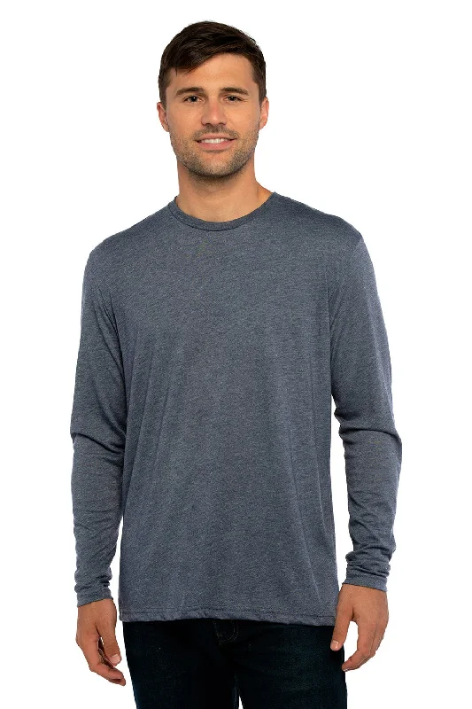 Next Level Mens Jersey Long Sleeve Crewneck T-Shirt - Indigo Blue