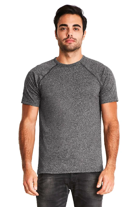 Next Level Mens Mock Twist Short Sleeve Crewneck T-Shirt - Black - Closeout