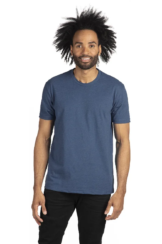 Next Level Mens Sueded Jersey Short Sleeve Crewneck T-Shirt - Heather Cool Blue