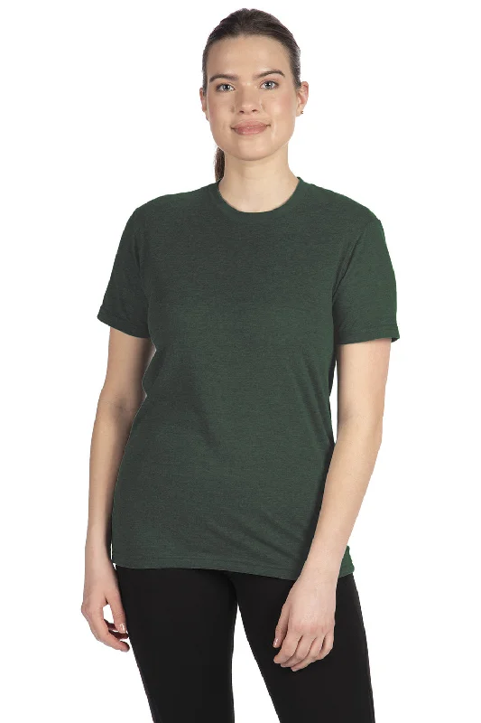 Next Level Mens Sueded Jersey Short Sleeve Crewneck T-Shirt - Heather Forest Green