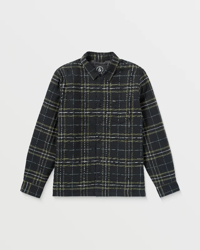 Northport Lined Flannel Long Sleeve Shirt - Black