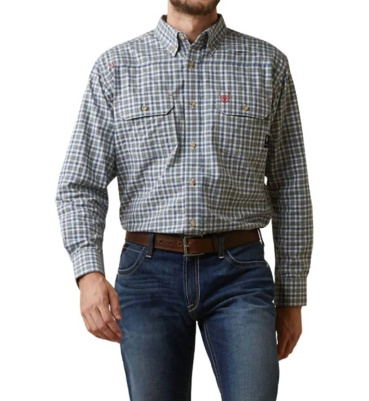 Plaid Featherlight Work Shirt - Plus In Clear Sky Plaid