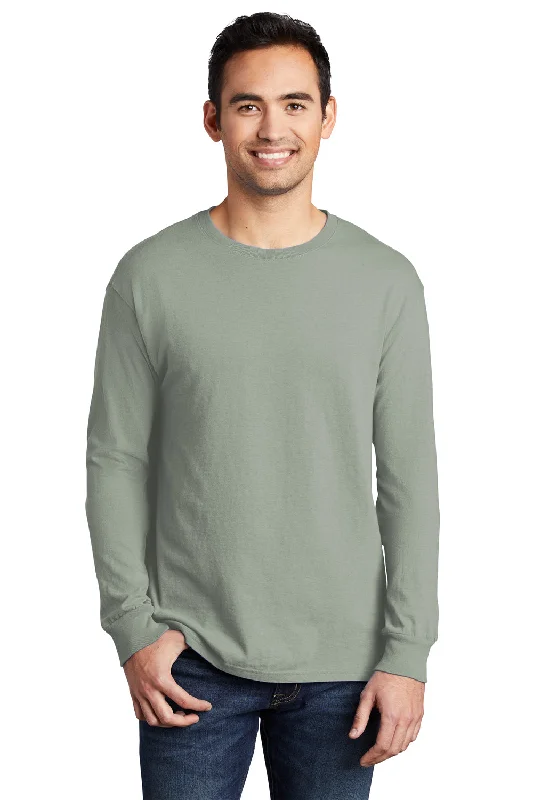 Port & Company Mens Beach Wash Long Sleeve Crewneck T-Shirt - Dove Grey