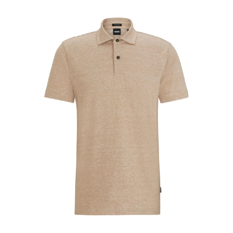 Regular-fit polo shirt in cotton and linen