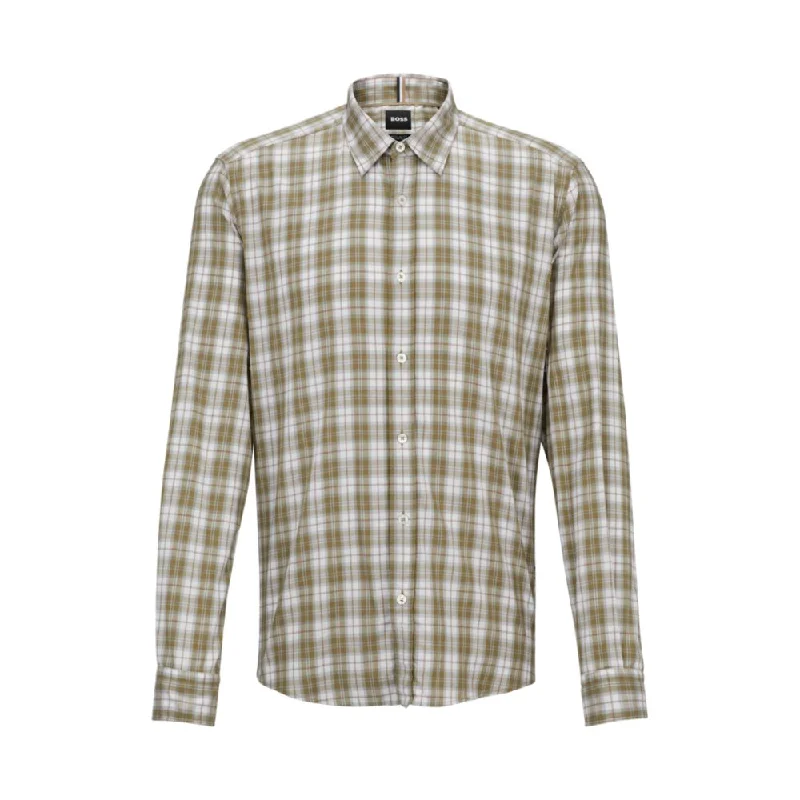 Regular-fit shirt in checked stretch twill