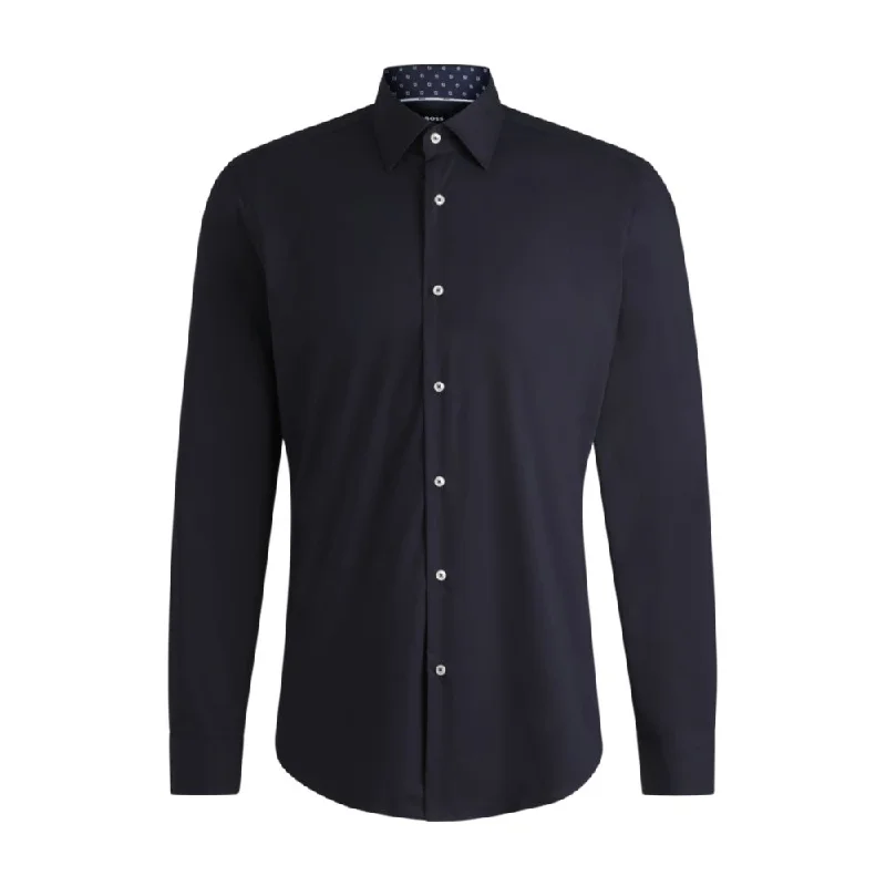 Regular-fit shirt in easy-iron stretch-cotton poplin