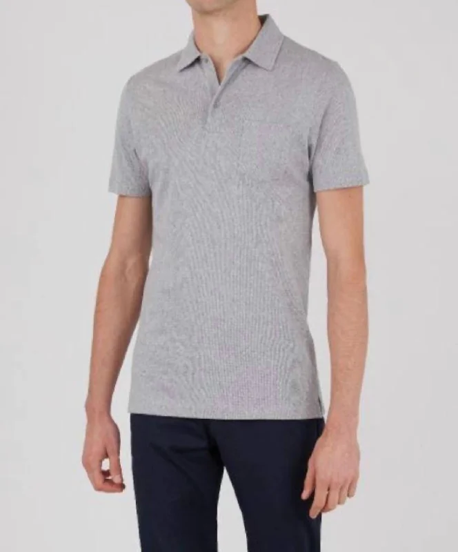 Short Sleeve Riviera Polo In Grey Melange