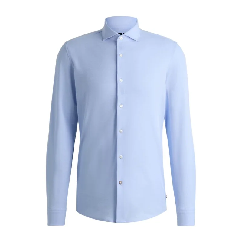 Slim-fit shirt in cotton-piqu jersey