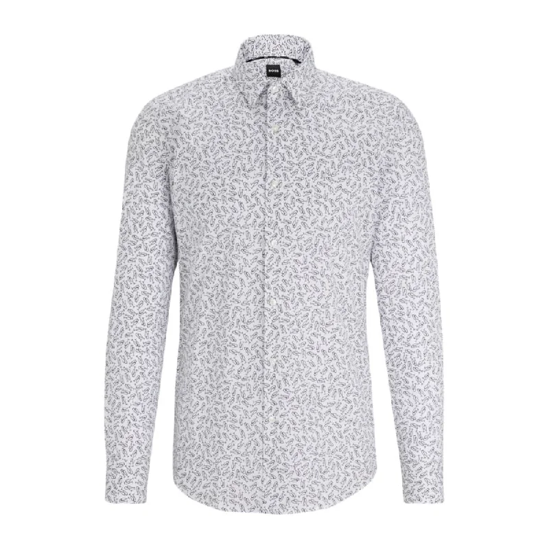 Slim-fit shirt in printed stretch cotton