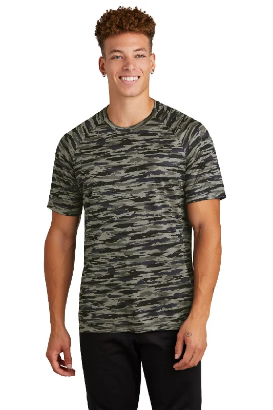 Sport-Tek Mens Drift Camo Moisture Wicking Short Sleeve Crewneck T-Shirt - True Navy Blue