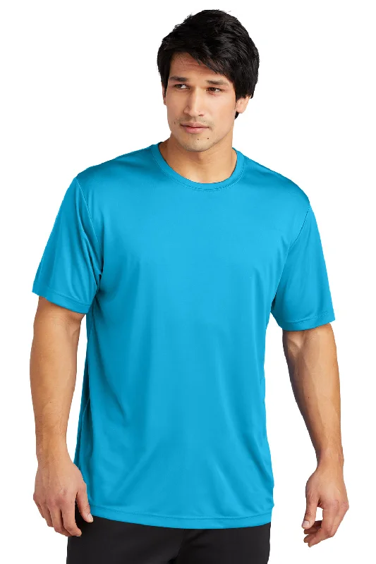 Sport-Tek Mens Re-Compete Moisture Wicking Short Sleeve Crewneck T-Shirt - Atomic Blue