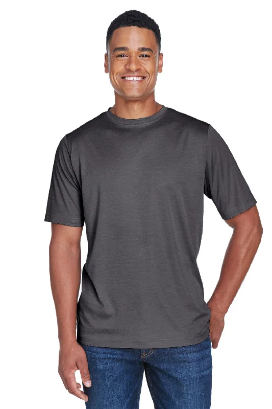 Team 365 Mens Sonic Performance Heather Moisture Wicking Short Sleeve Crewneck T-Shirt - Heather Dark Grey