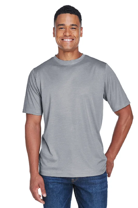 Team 365 Mens Sonic Performance Heather Moisture Wicking Short Sleeve Crewneck T-Shirt - Heather Grey