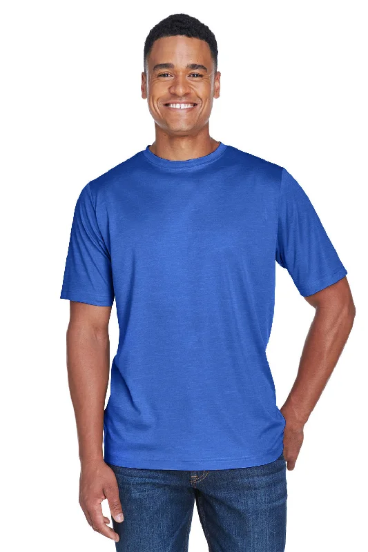 Team 365 Mens Sonic Performance Heather Moisture Wicking Short Sleeve Crewneck T-Shirt - Heather Royal Blue