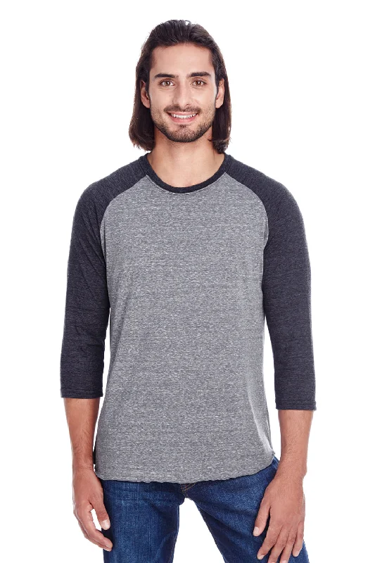 Threadfast Apparel Mens 3/4 Sleeve Crewneck T-Shirt - Grey/Black