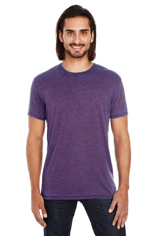 Threadfast Apparel Mens Cross Dye Short Sleeve Crewneck T-Shirt - Berry Purple