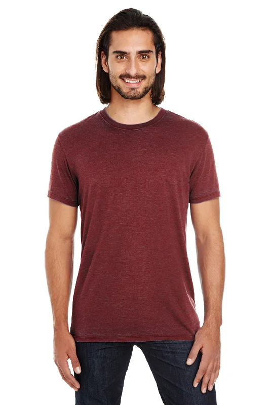 Threadfast Apparel Mens Cross Dye Short Sleeve Crewneck T-Shirt - Black Cherry Red