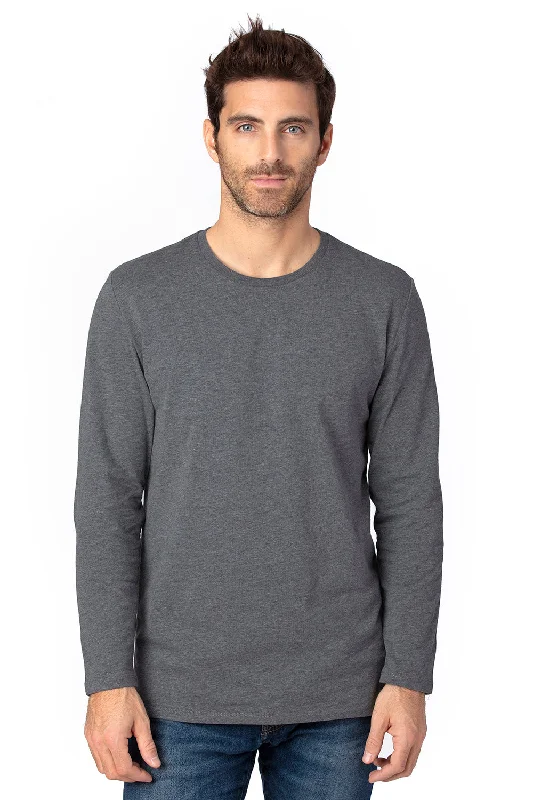 Threadfast Apparel Mens Ultimate Long Sleeve Crewneck T-Shirt - Heather Charcoal Grey