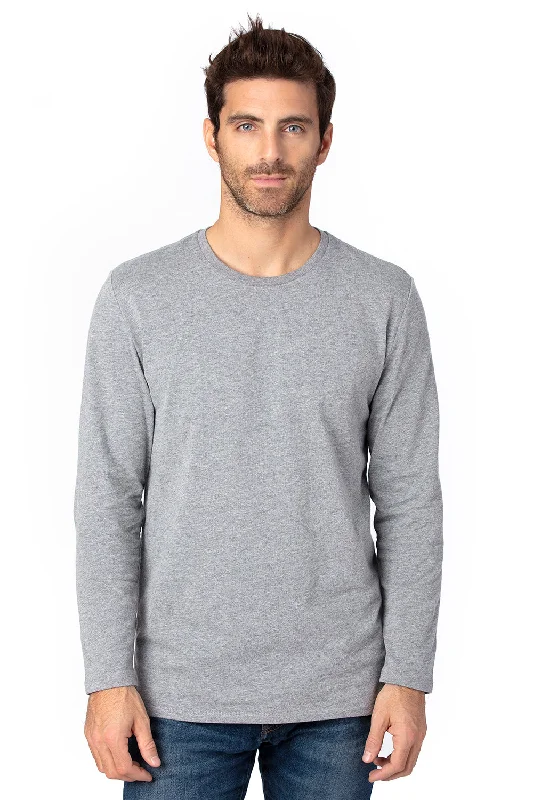 Threadfast Apparel Mens Ultimate Long Sleeve Crewneck T-Shirt - Heather Grey