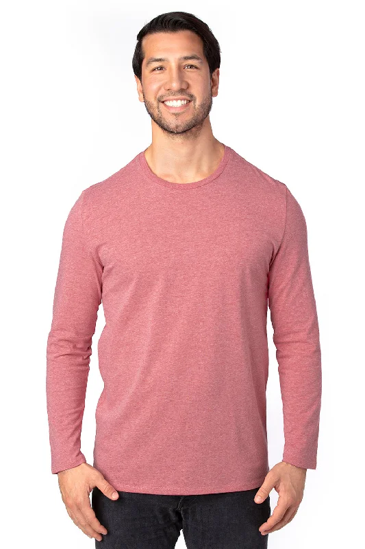 Threadfast Apparel Mens Ultimate Long Sleeve Crewneck T-Shirt - Heather Maroon