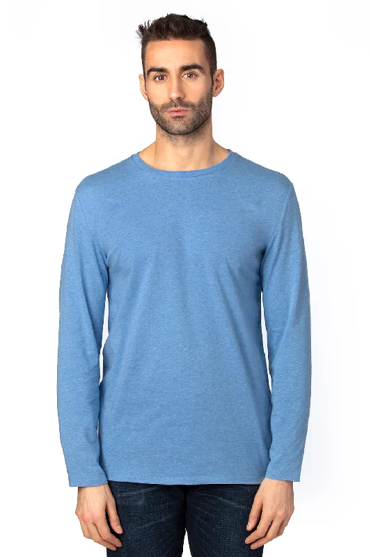 Threadfast Apparel Mens Ultimate Long Sleeve Crewneck T-Shirt - Heather Royal Blue