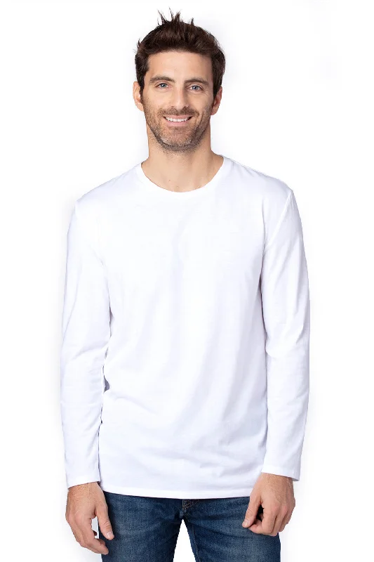 Threadfast Apparel Mens Ultimate Long Sleeve Crewneck T-Shirt - White