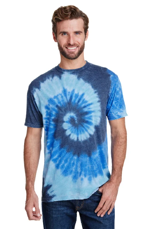 Tie-Dye Mens Burnout Festival Short Sleeve Crewneck T-Shirt - Sea Blue